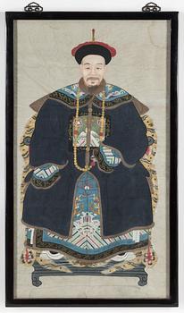 A well painted Chinese ancestral portrait, 20th century.