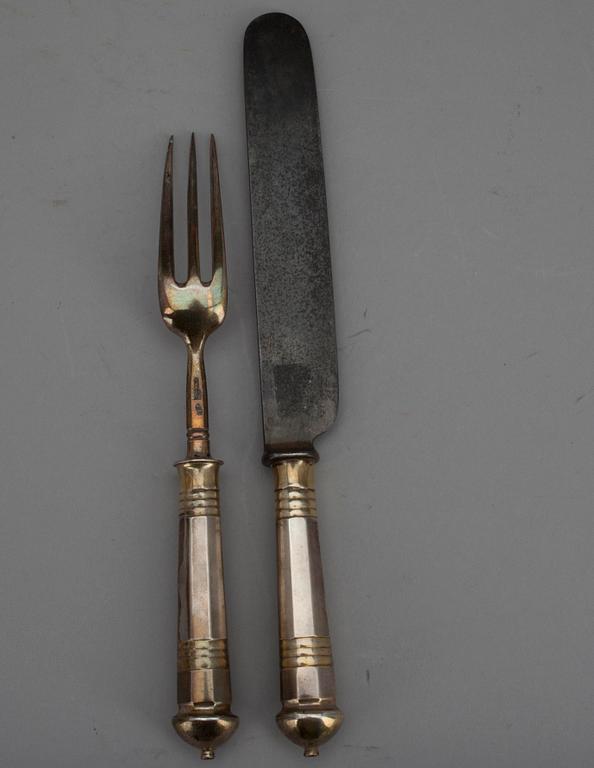 STEKBESTICK, silver samt stål, St.Petersburg, Ryssland  1873. Total vikt 272 g.