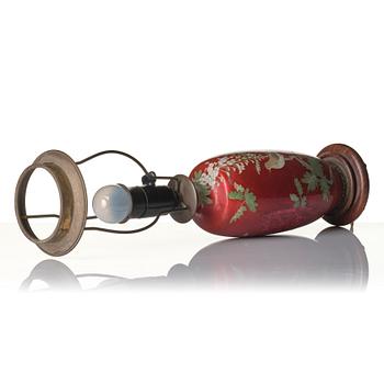 A Japanese enamel vase and lamp, Meiji (1868-1912).