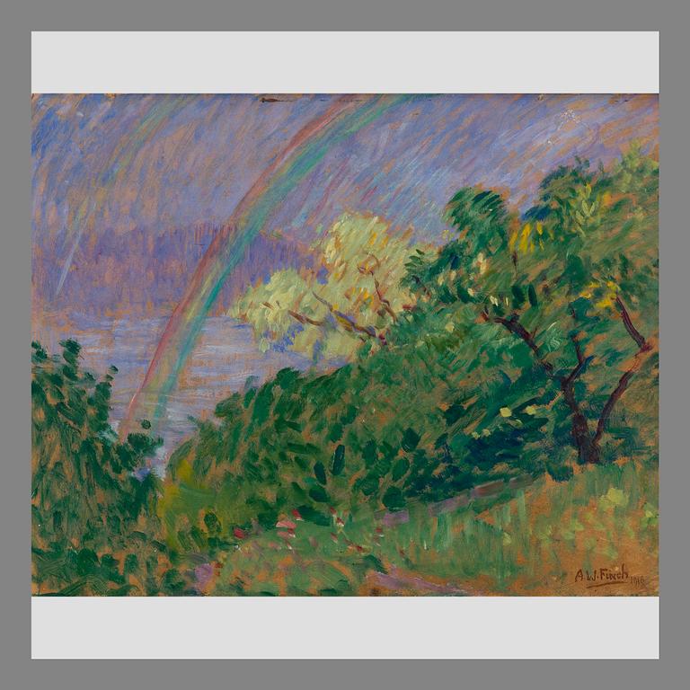 ALFRED WILLIAM FINCH, LANDSCAPE WITH RAINBOW.