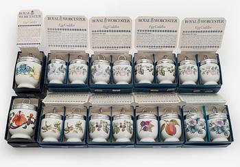 A set of eighteen egg coddlers, Royal Worcester, England, late 20th century.
