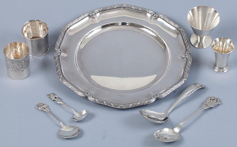 PARTI SILVER, bl a Wiwen Nilsson och George Jensen, 9 delar. Vikt tot ca 600 g.