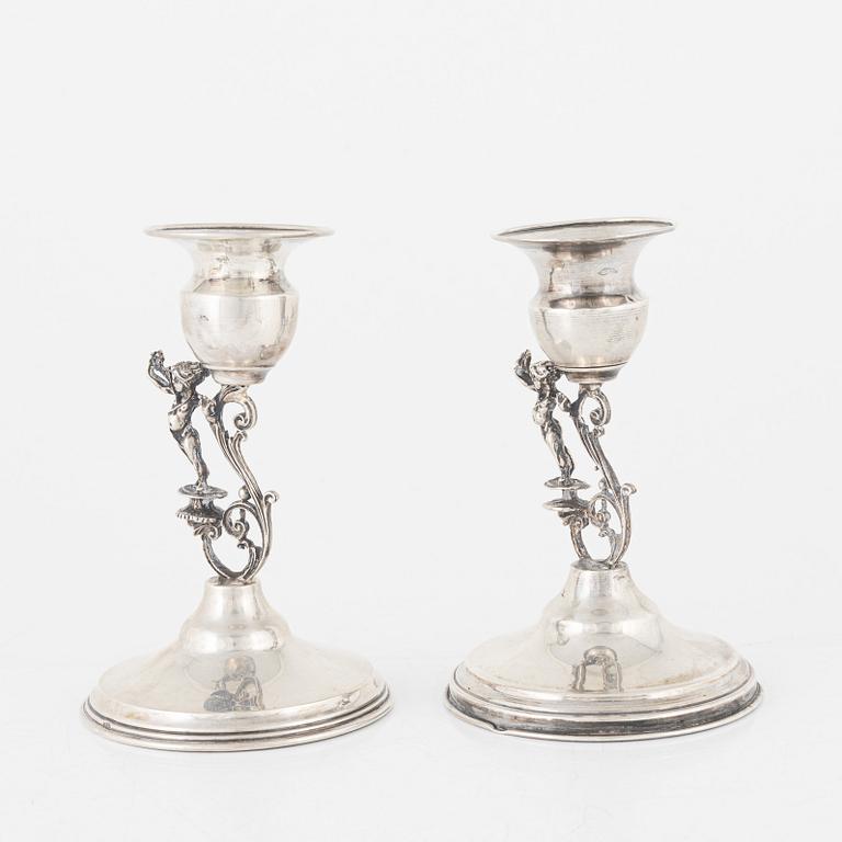 Ljusstakar, ett par, silver, märkta 825.