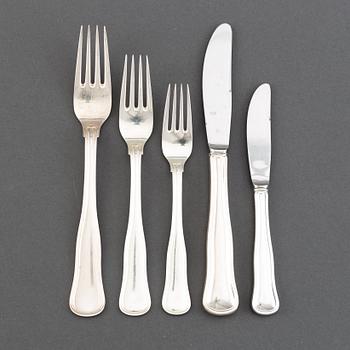 A part silver cutlery, model Gammal Dansk, Mema, Lidköping and Cohr Danmark. (51 pieces).