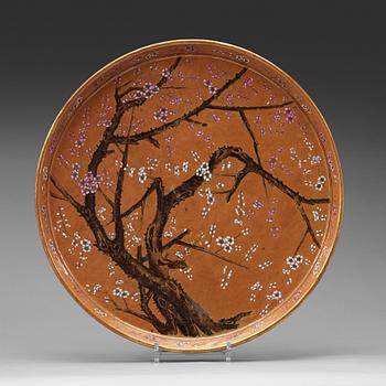 502. A large polychrome enamelled tray, Qing dynasty, circa 1900.