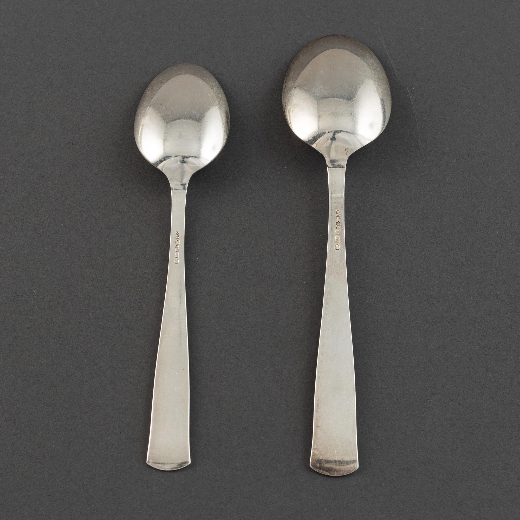 Jacob Ängman, a set of 12+6 silver spoons, GAB.