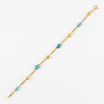 Bracelet, 18K gold with turquoises.