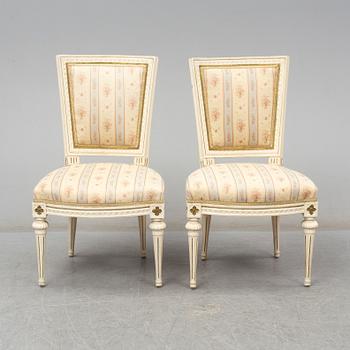 A pair of Swedish Gustavian chairs, late 18th century.