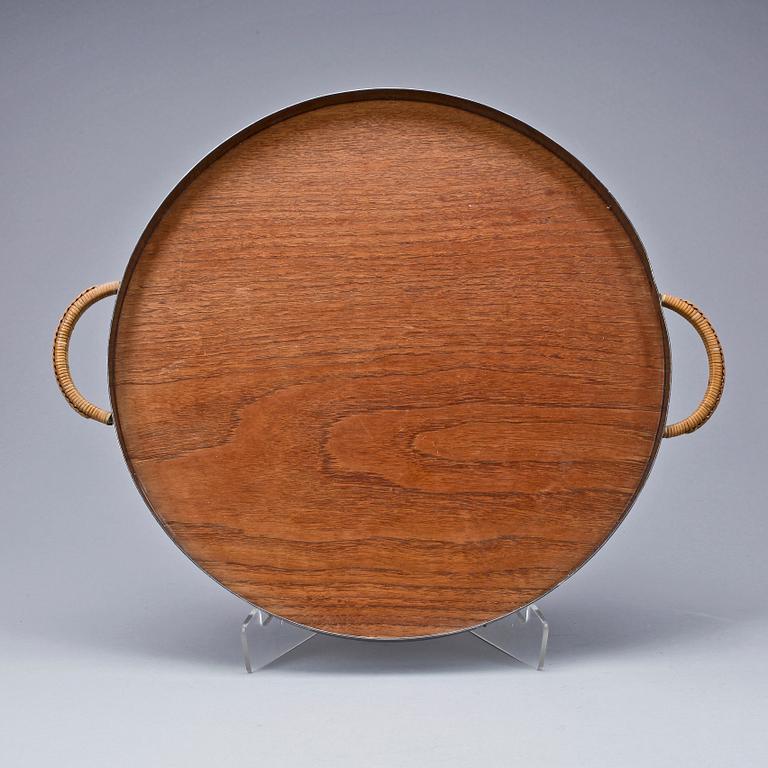 BRICKA, nysilver och teak. Stämplad GAB. 1900-tal.