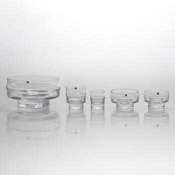 Timo Sarpaneva, 30-piece glass dessert ware,  'Ripple' for Iittala. Designed in 1963.