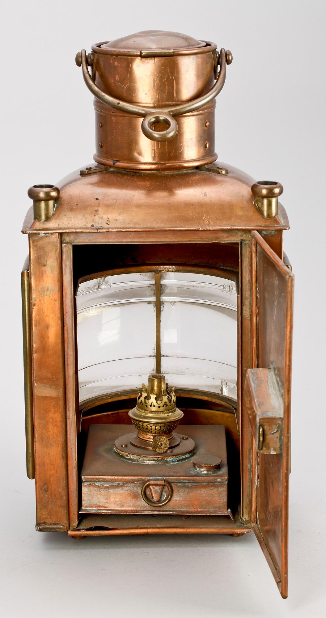 LANTERNA, koppar samt glas, tidigt 1900-tal.