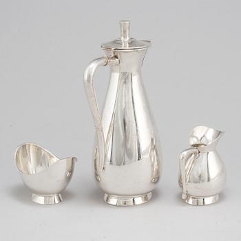 A three piece sterling silver coffee set, Germany. 20th century.