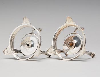 A pair of Swedish Empire silver tureens on stand, mark of Adolf Zethelius, Stockholm 1830.