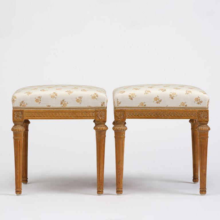 A pair of Gustavian stools by E. Öhrmark (master in Stockholm 1777-1813).