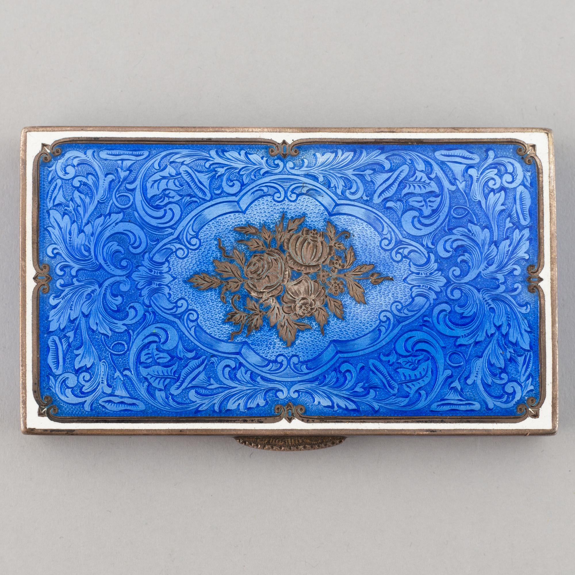 An early 19th century  silver and guilloche enamel box.