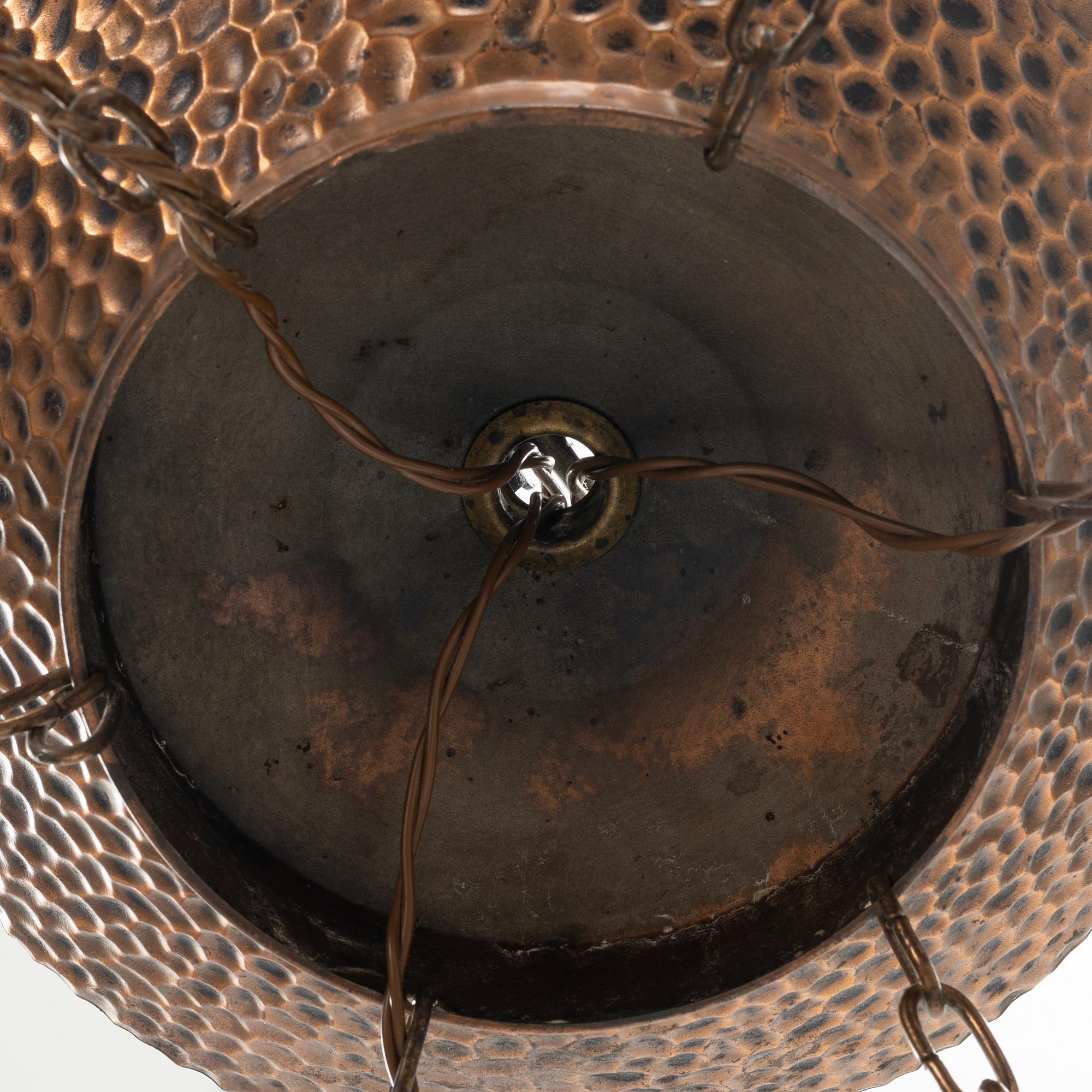 A copper Art Nouveau ceiling light, early 20th Century.