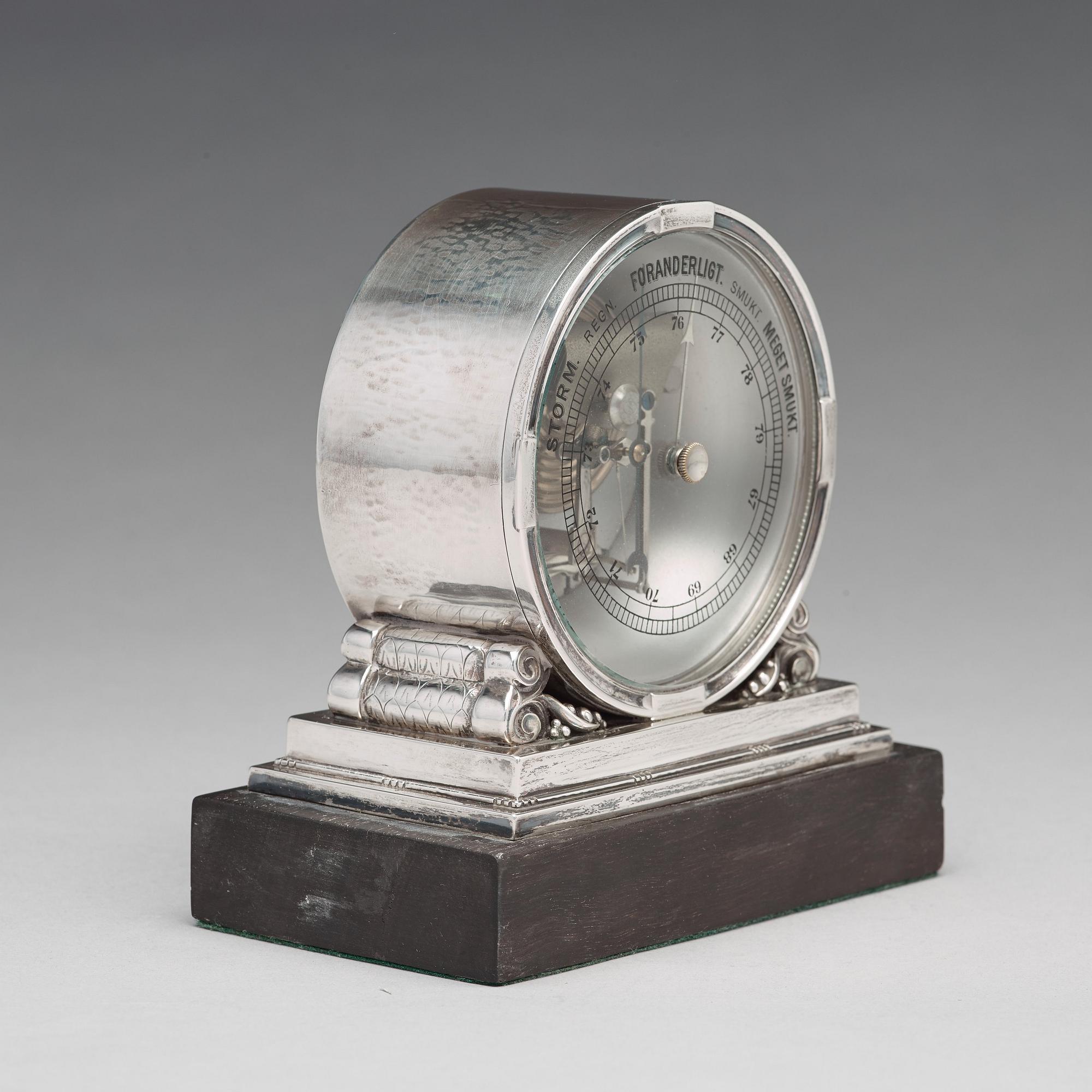 Johan Rohde, a sterling barometer for Georg Jensen, Copenhagen 1925-32, design nr 596.