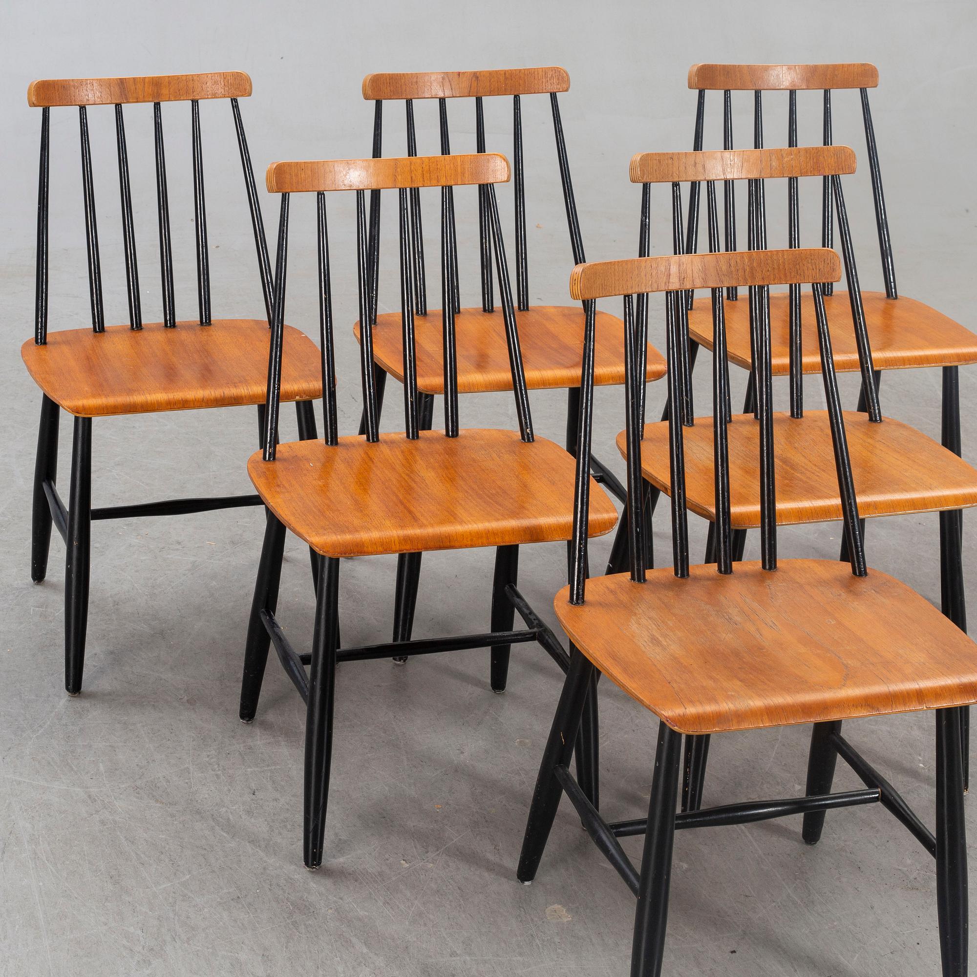 Chairs  6 pcs, Kährs, Nybro, 1970s.