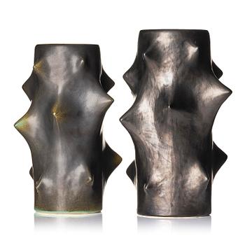 164. Knud Basse, a set of two "Rosethorn" ceramic vases, Michael Andersen & Son, Denmark.