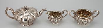 KAFFESERVIS, 3 delar, silver, London 1828, England. Tot. vikt. ca 1347 g.