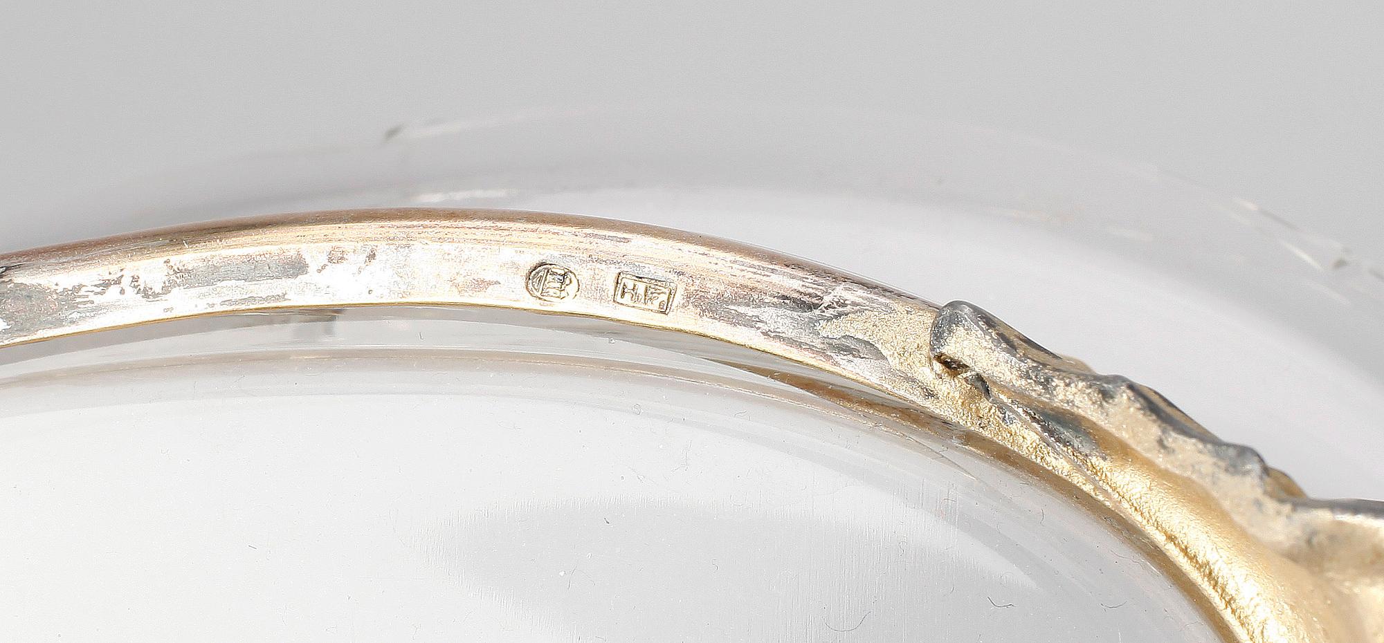 JARDINJÄR, argent haché och glas, Danmark, 1900-talets första del.