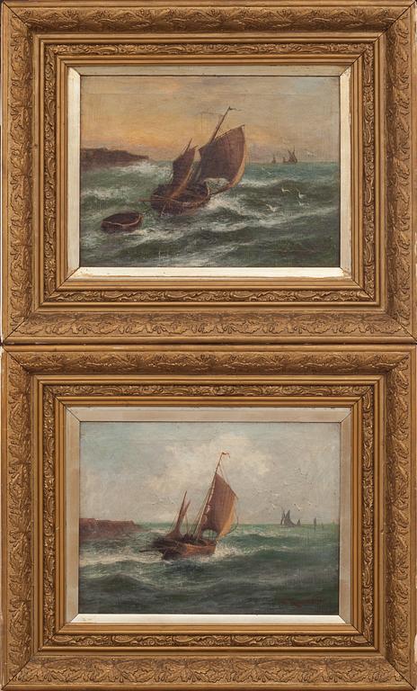 OKÄND KONSTNÄR, olja på duk, ett par, signerade W. Rogers. England 1800-tal.