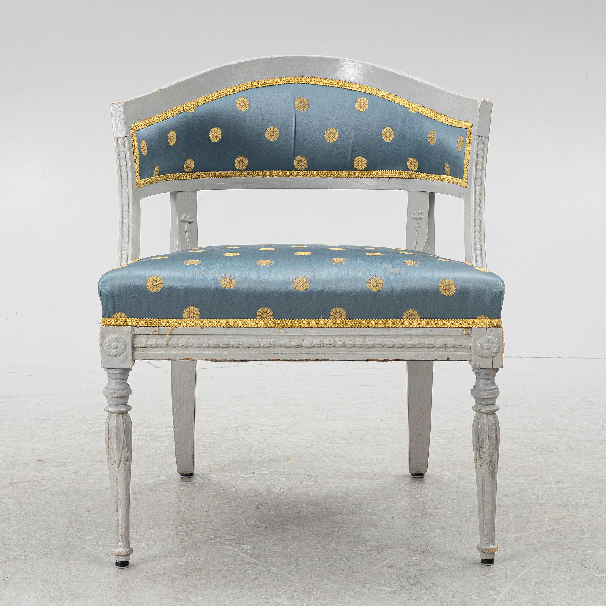 A late Gustavian style armchair, early 20th Century.