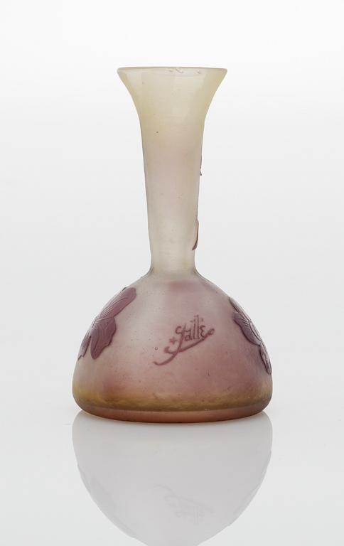 An Emile Gallé Art Noveau cameo glass vase, France, signed.