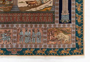 Carpet, Tabriz, figural, approx. 260 x 180 cm.