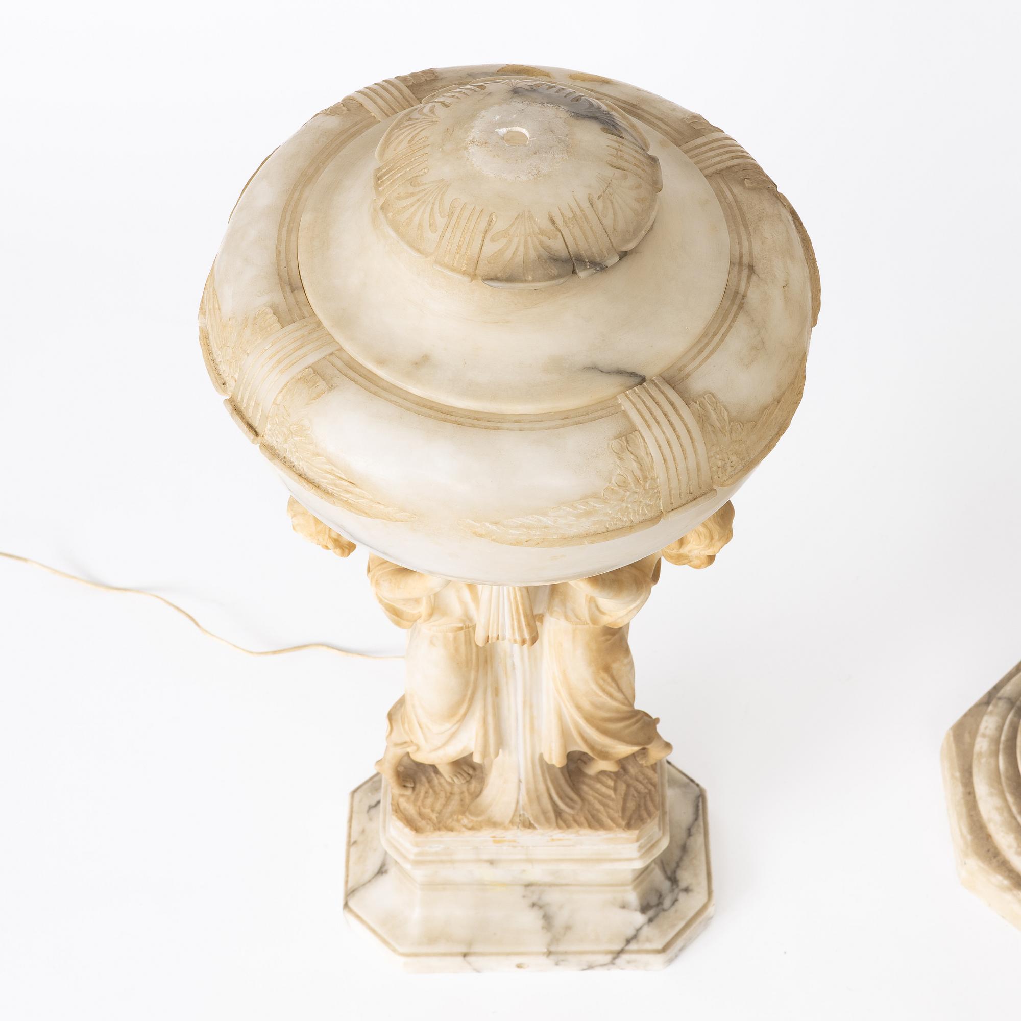 A table lamp on a pedestal, early 20th Century.