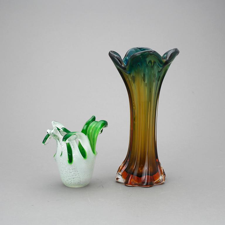 VASER, 2 st, glas. Murano, Italien 1950-60-tal.
