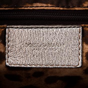 DOLCE & GABBANA Silver Leather Satchel Bag.