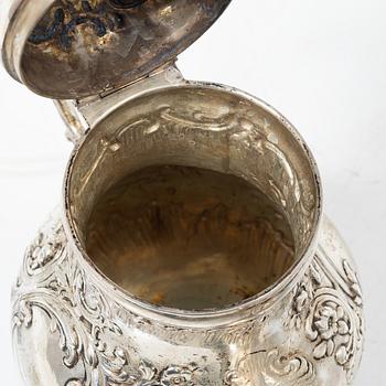 A three-piece rococo-style silver mocha service, 20th century, with swedish import marks.