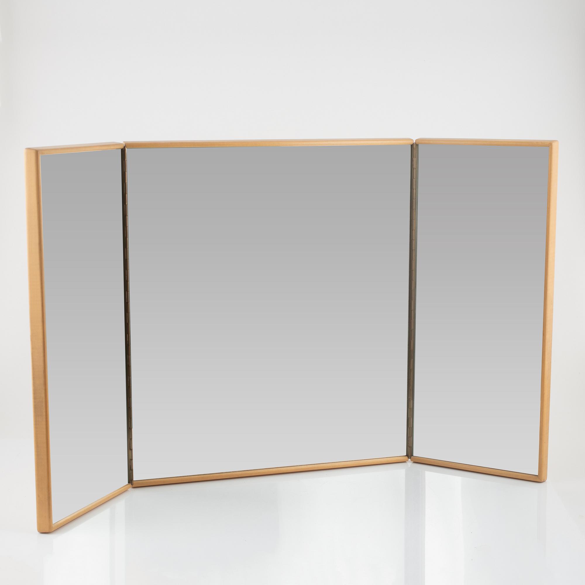 Axel Larsson, tillskriven, spegel, tredelad, björk, 1900-tal.