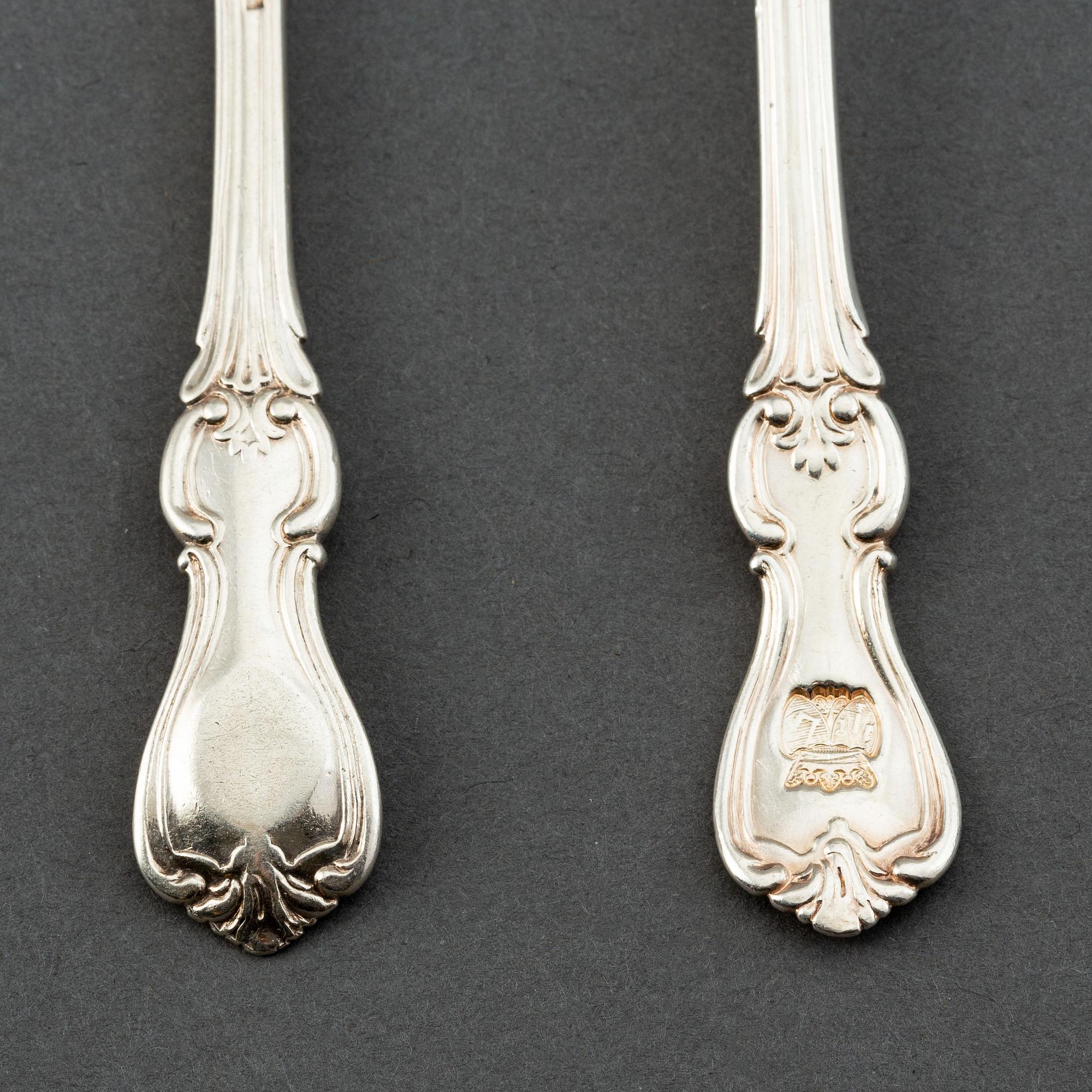 A set of twelve Swedish 19th century silver tea-spoons, mark of Gustaf Möllenborg, Stockholm 1852.