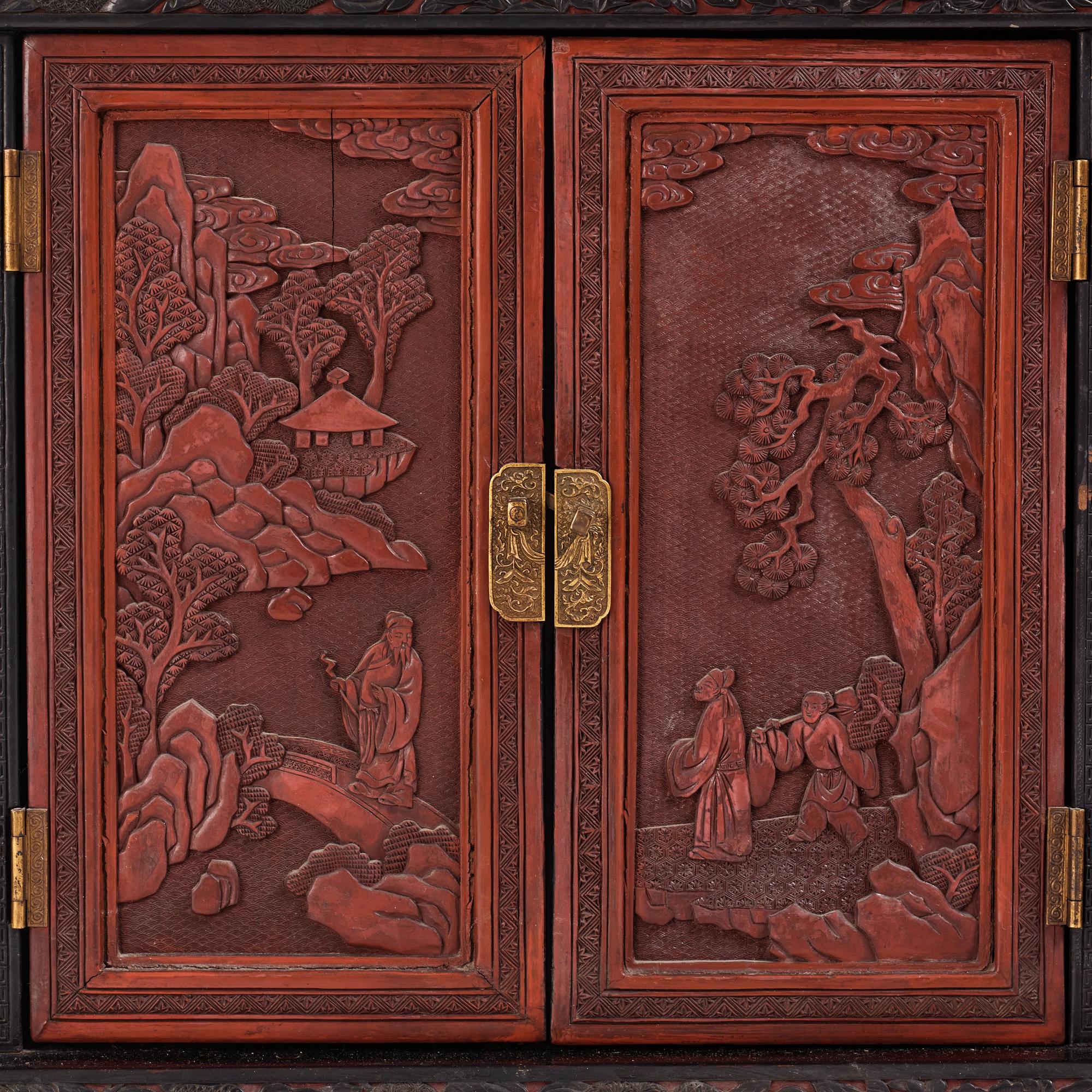 A lacquer display cabinet, late 19th Century.