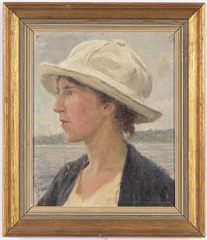Erik Tryggelin, Portrait of a Woman with a Hat, 1916.