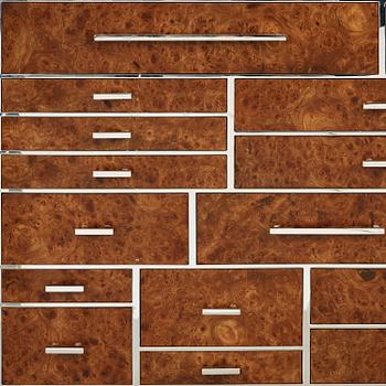 BENGT ROSENSTRÖM, sideboard "Stockholm", rotfanerad och rostfritt stål, Ängelholm 2004.