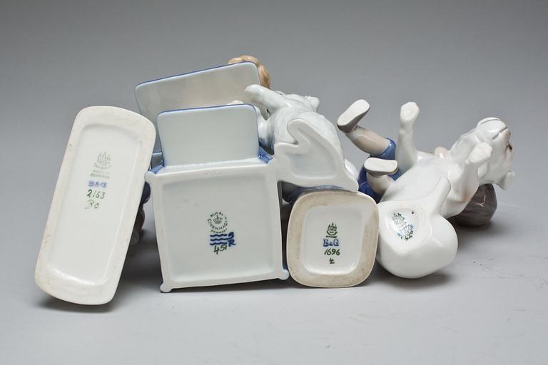 FIGURINER, 4 st, porslin, Bing & Gröndahl och Royal Copenhagen.