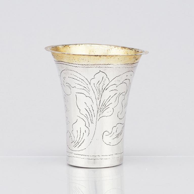 A Swedish parcel-gilt silver beaker, mark of Hans Petter Vogt (1752-1804) Kristianstad, Sweden,