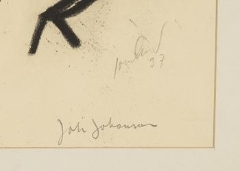 John Jon-And, 2 pencil/charcoal drawings on paper, signed 37 8one).