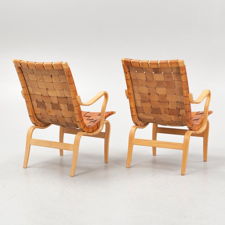 Bruno Mathsson, a pair of 'Eva' armchairs, Firma Karl Mathsson, Värnamo, Sweden, 1976.
