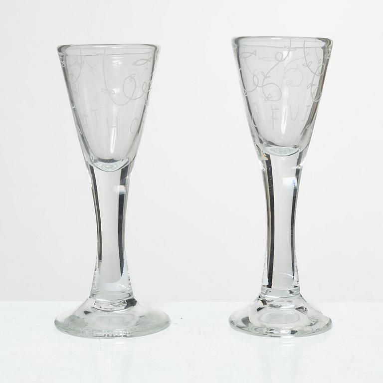 Jonas Bohlin, shot glasses, a pair, "One glass", Reijmyre, 1997.
