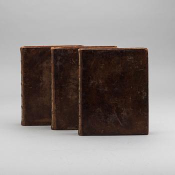ANTOINE FRANCOIS PREVOST, "HISTORIE GENERALE DES VOYAGES... " 3 vol, utgivare Pierre d' Hondt 1747.