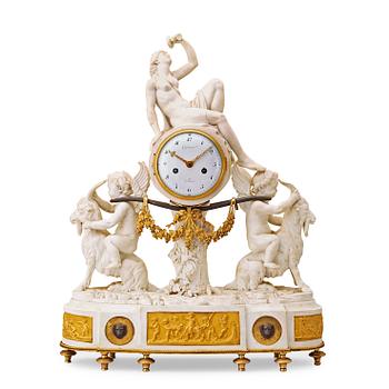 1668. A Louis XVI late 18th century bisque porcelain mantel clock.