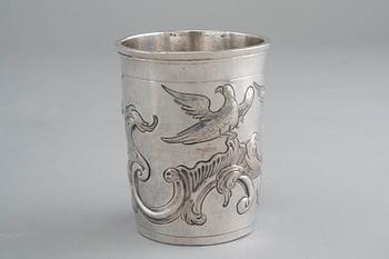 PIKARI, hopeaa. Tuntematon mestari. Oltermanni Alexei Kosirev Moskova 1791. Korkeus 8 cm, paino 96 g.