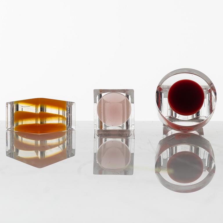 Siv Lagerström, three acrylic plastic rings, 1970s.