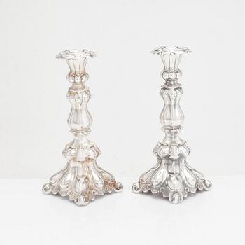 A silver candelabrum and candlestick, Kultakeskus, Hämeenlinna 1953-1972.