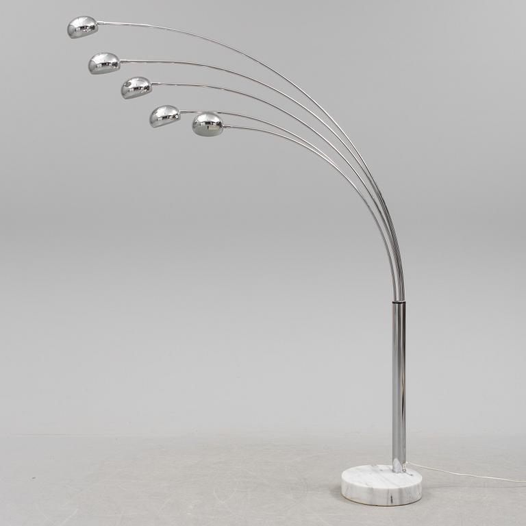 A "Lamp Gustaf" floor lamp in chromed metal and stone, late 20th century.