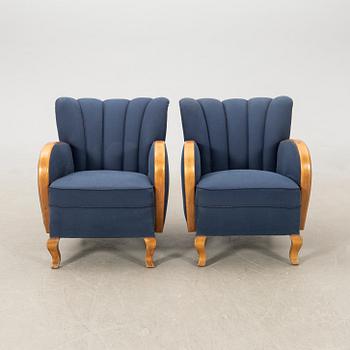 Armchairs a pair Swedish Modern 1940s.